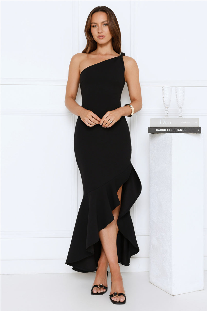 Go To Girl One Shoulder Maxi Dress Black