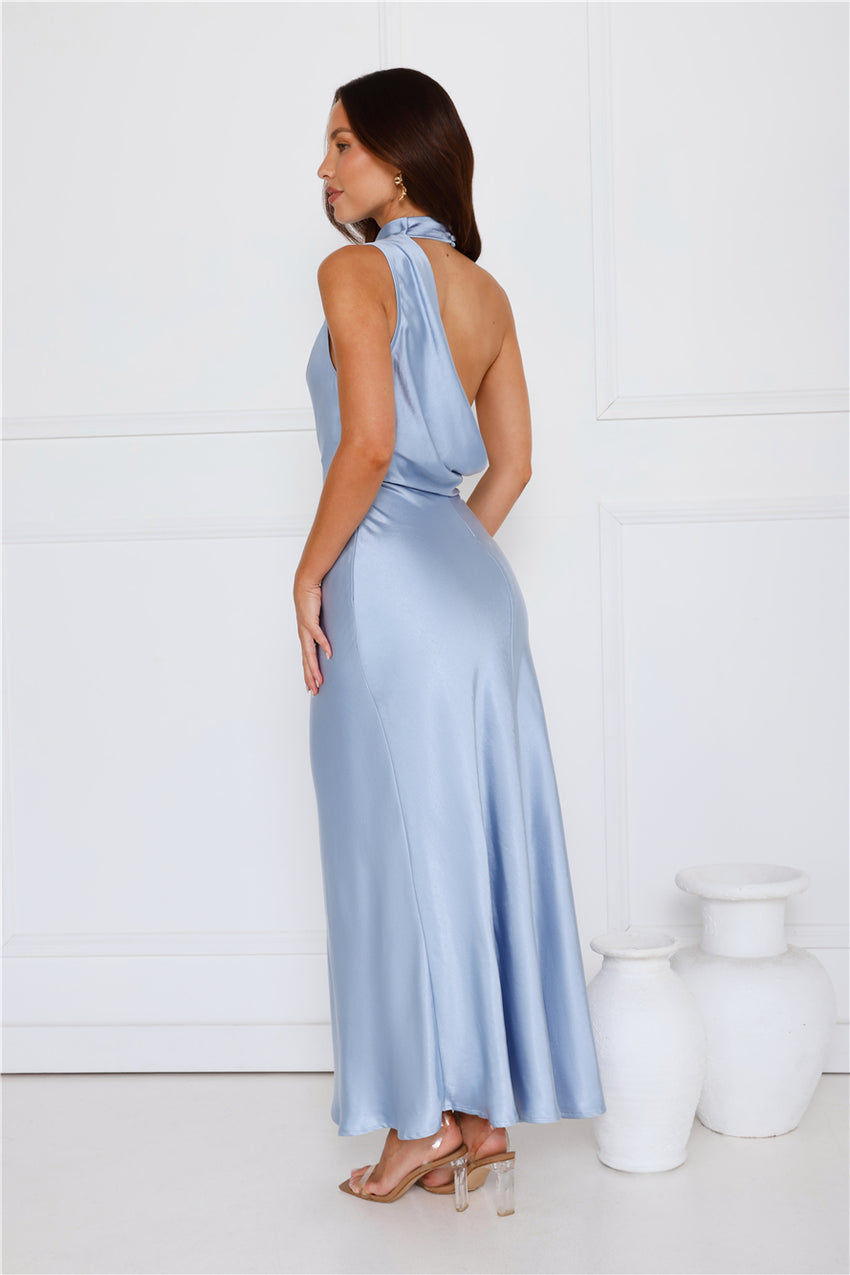 Formal Luxe Satin Maxi Dress Blue