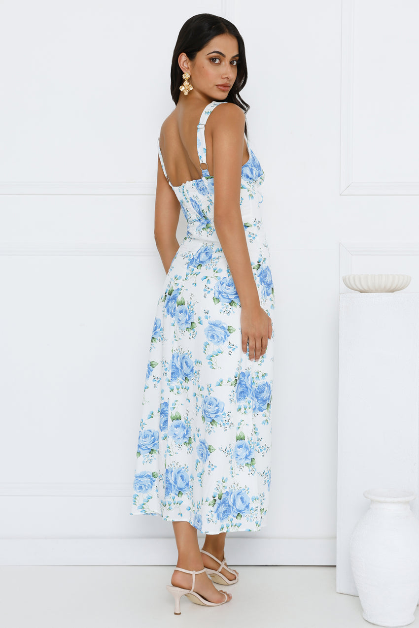 Luxe Dreamscape Midi Dress Blue