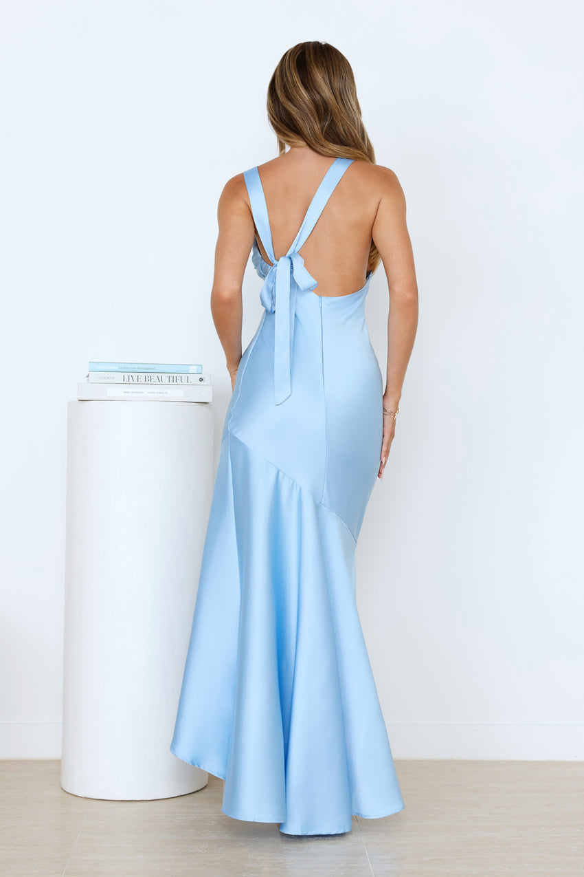 Bespoke Beauty Satin Maxi Dress Blue