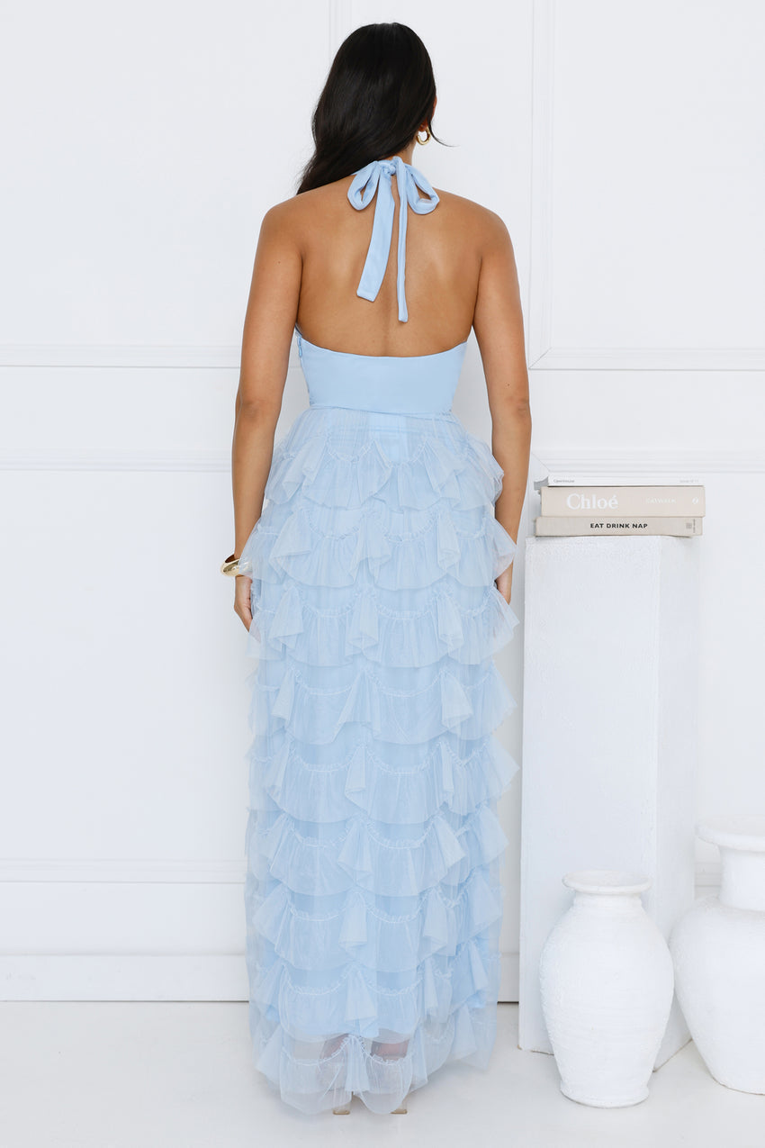 Aisling Halter Tulle Maxi Dress Blue