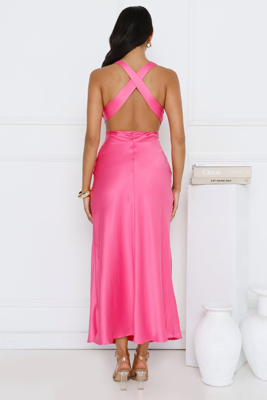 Dress Code Satin Maxi Dress Pink