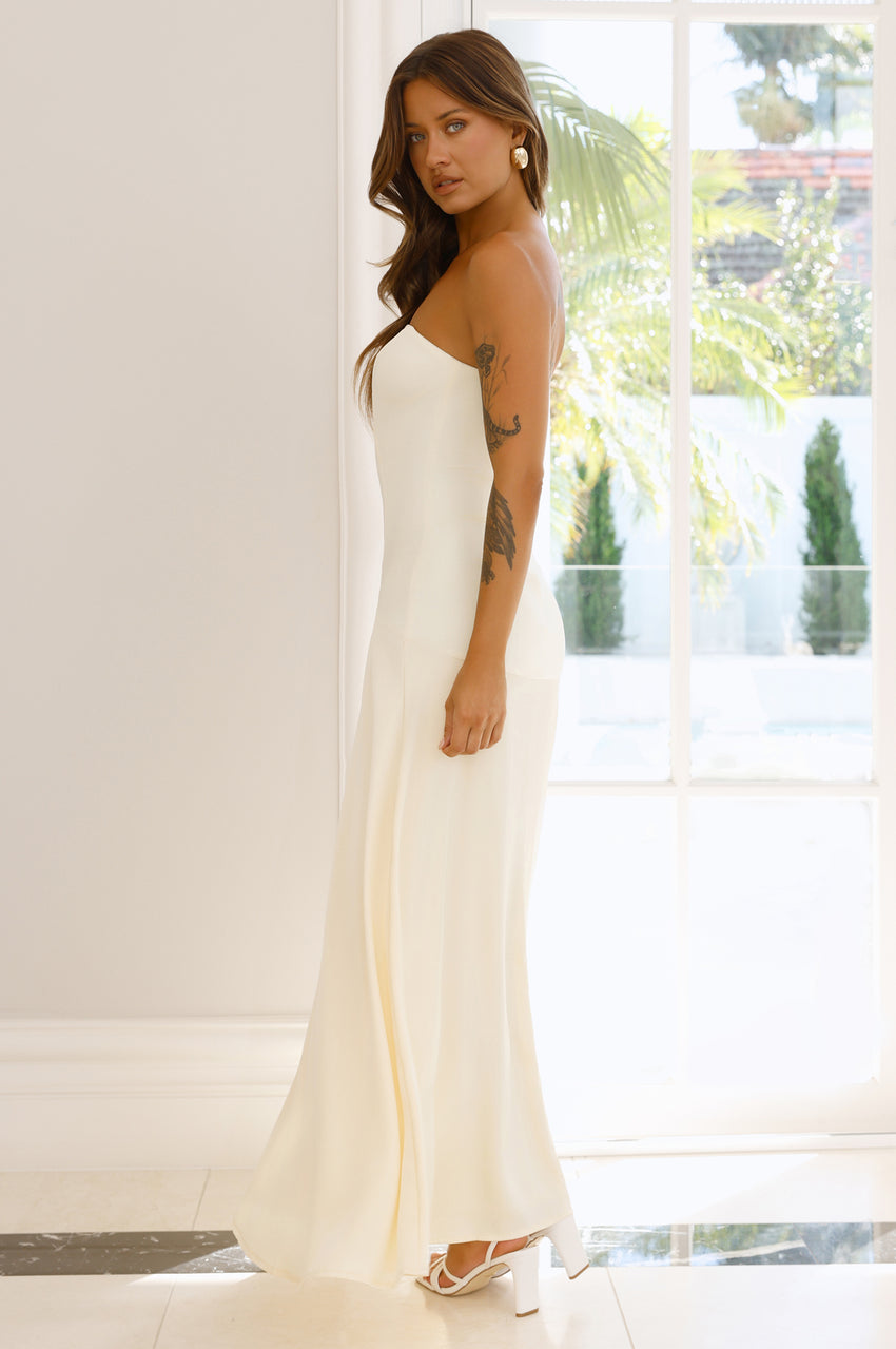 Daydream Darling Strapless Maxi Dress Yellow