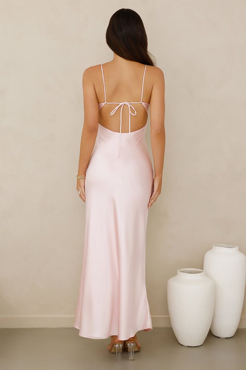 Chic 'Fit Slip Satin Maxi Dress Pink