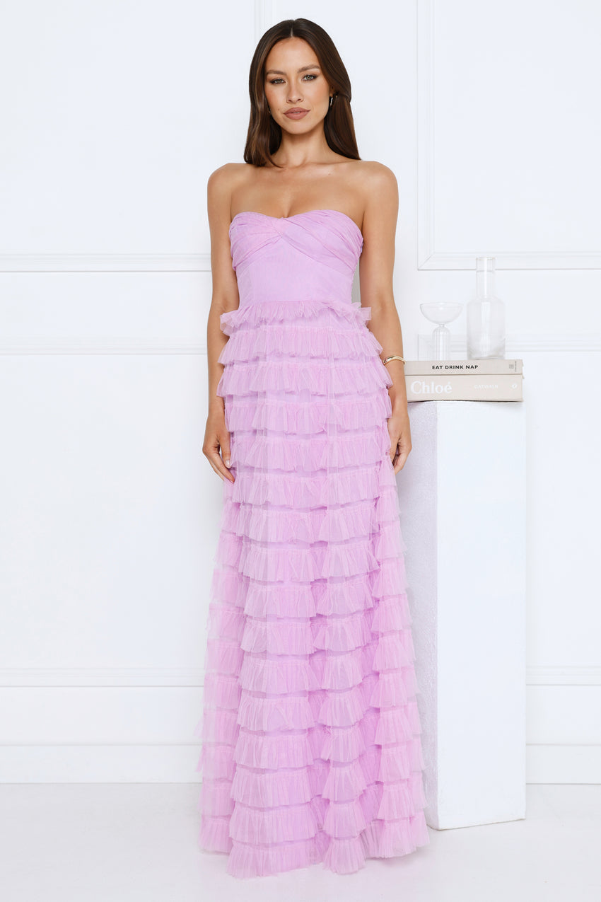 Lovers In Paris Strapless Tulle Maxi Dress Lilac