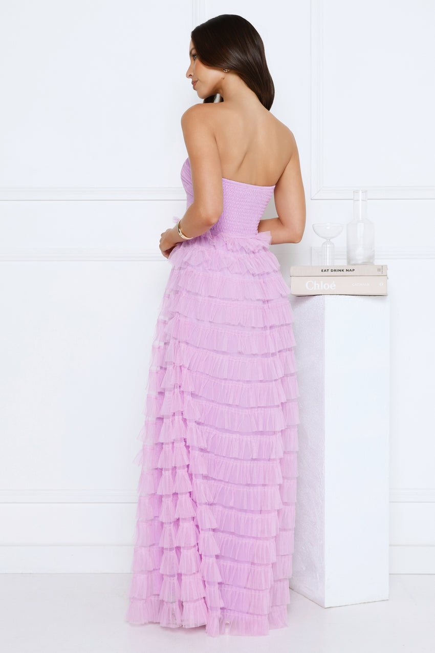 Lovers In Paris Strapless Tulle Maxi Dress Lilac