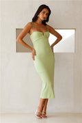 Lara Ribbed Midi Dress Green