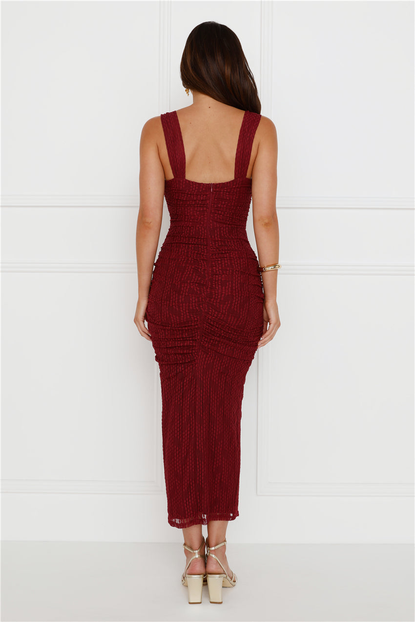 Charmed Evening Mesh Maxi Dress Red