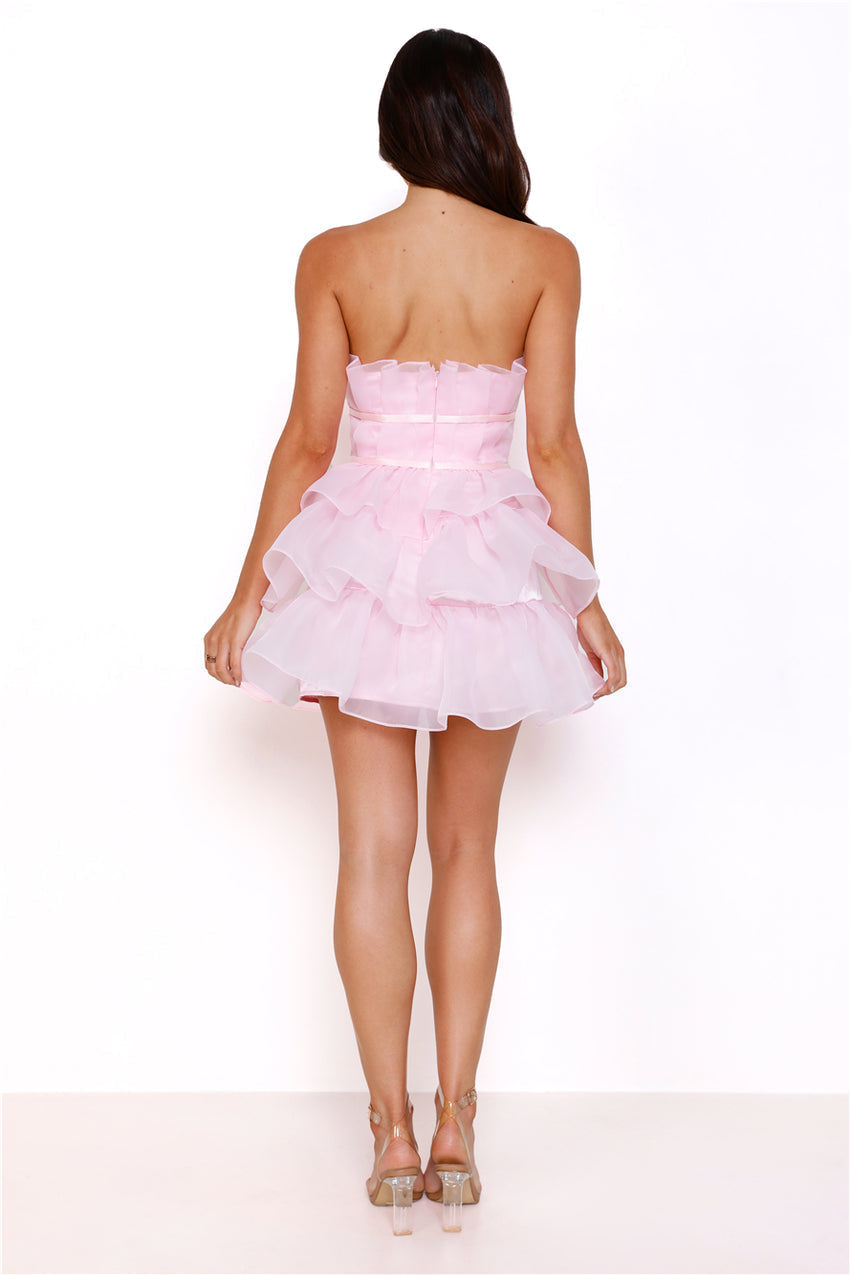 Exquisite Desserts Strapless Mini Dress Pink
