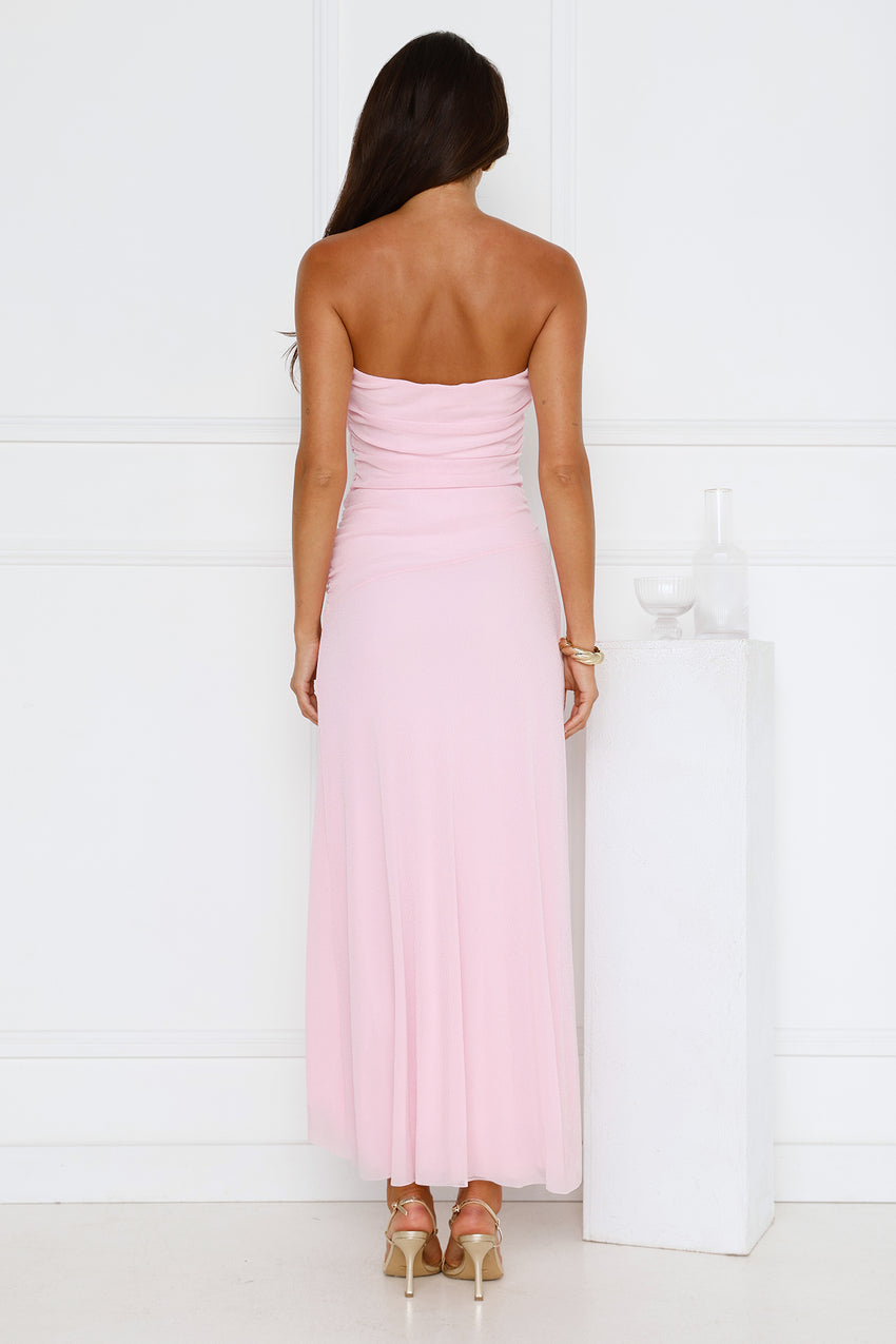 Berry Seduction Strapless Maxi Dress Pink