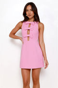 Flirtatious Bow Mini Dress Pink
