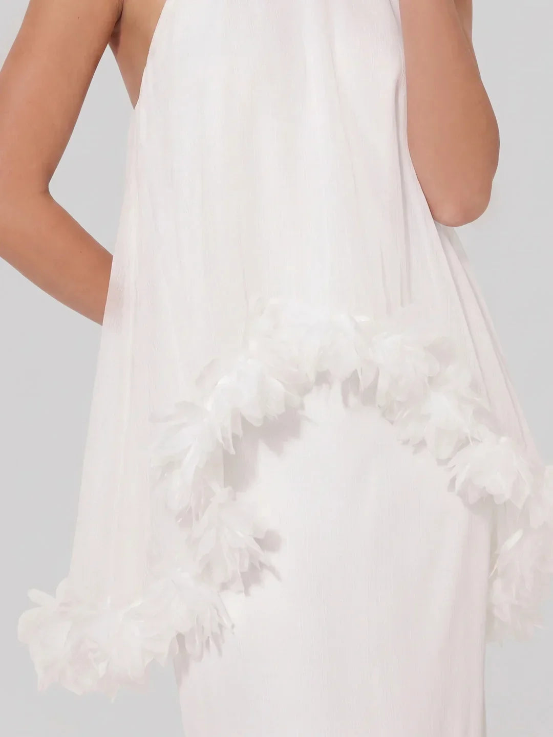Halter Cape Gown With Finesse Floral Trim