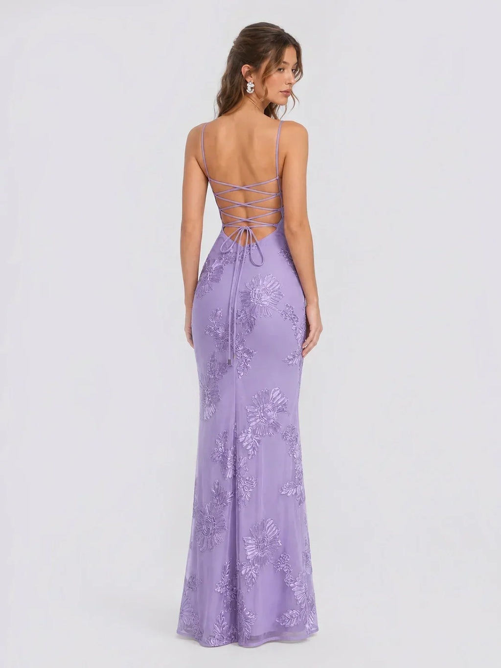 3D Floral-Embellished Corset Gown