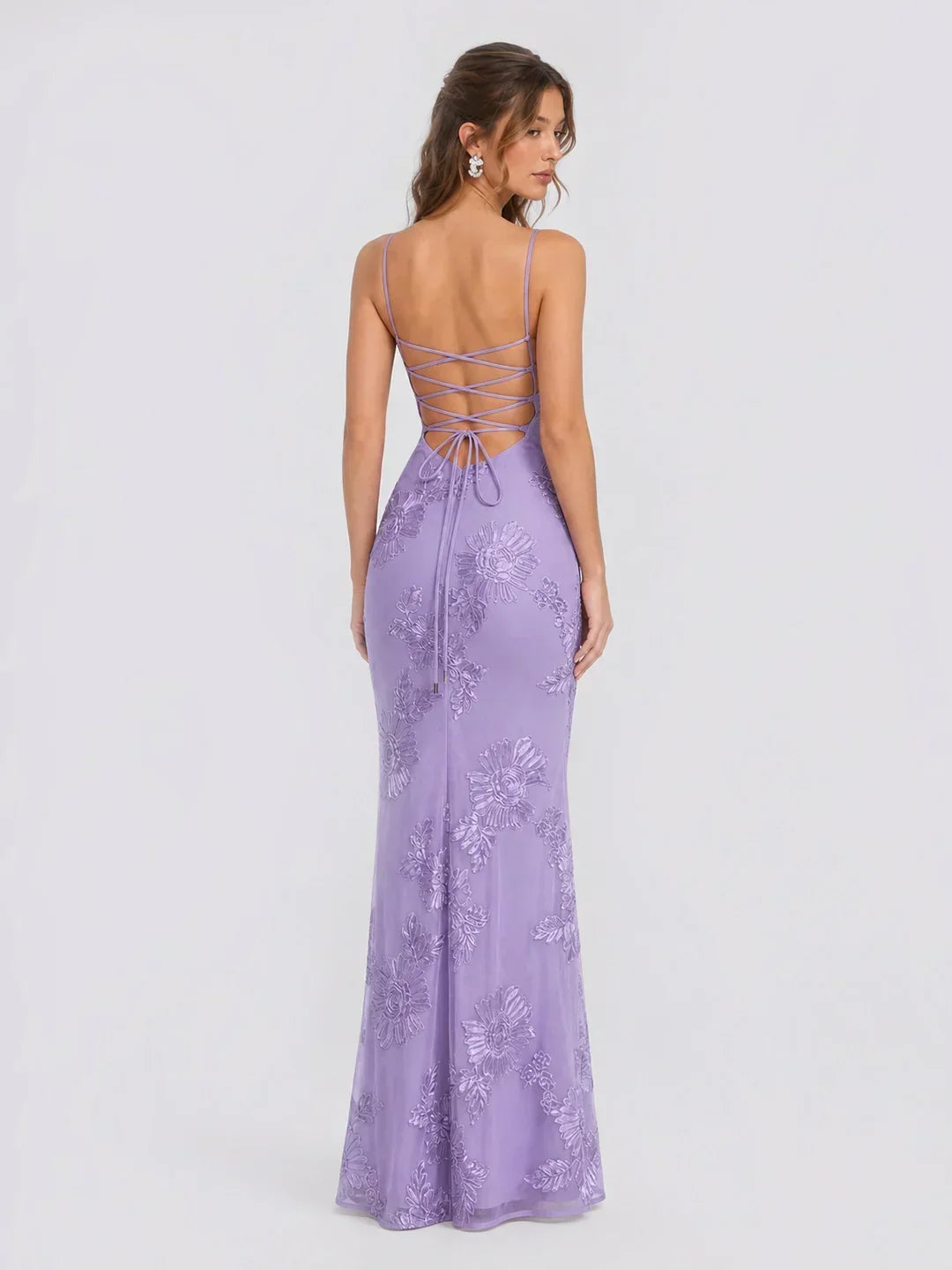 3D Floral-Embellished Corset Gown