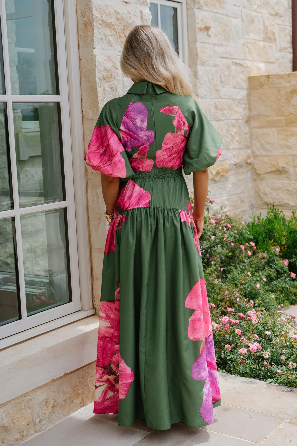 Kaley Floral Maxi Dress-Olive