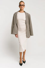 Ivy Fitted Midi Dress in Bone