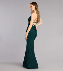Jaymie Glitter Lace-Up Formal Dress