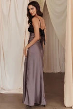 Bayleigh Low Bow Tie Back Dress Charcoal