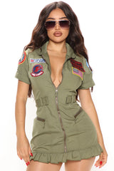 Top Gun Flight 1 Piece Dress Costume - Olive