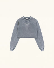 Angelic Dripping Crystal Wings Sweatshirt - Ash Cloud