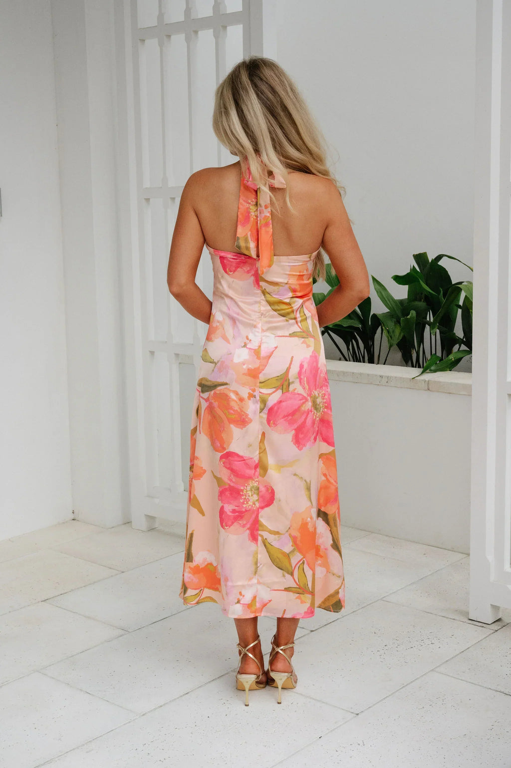 Charlotte Floral Halter Neck Midi Dress
