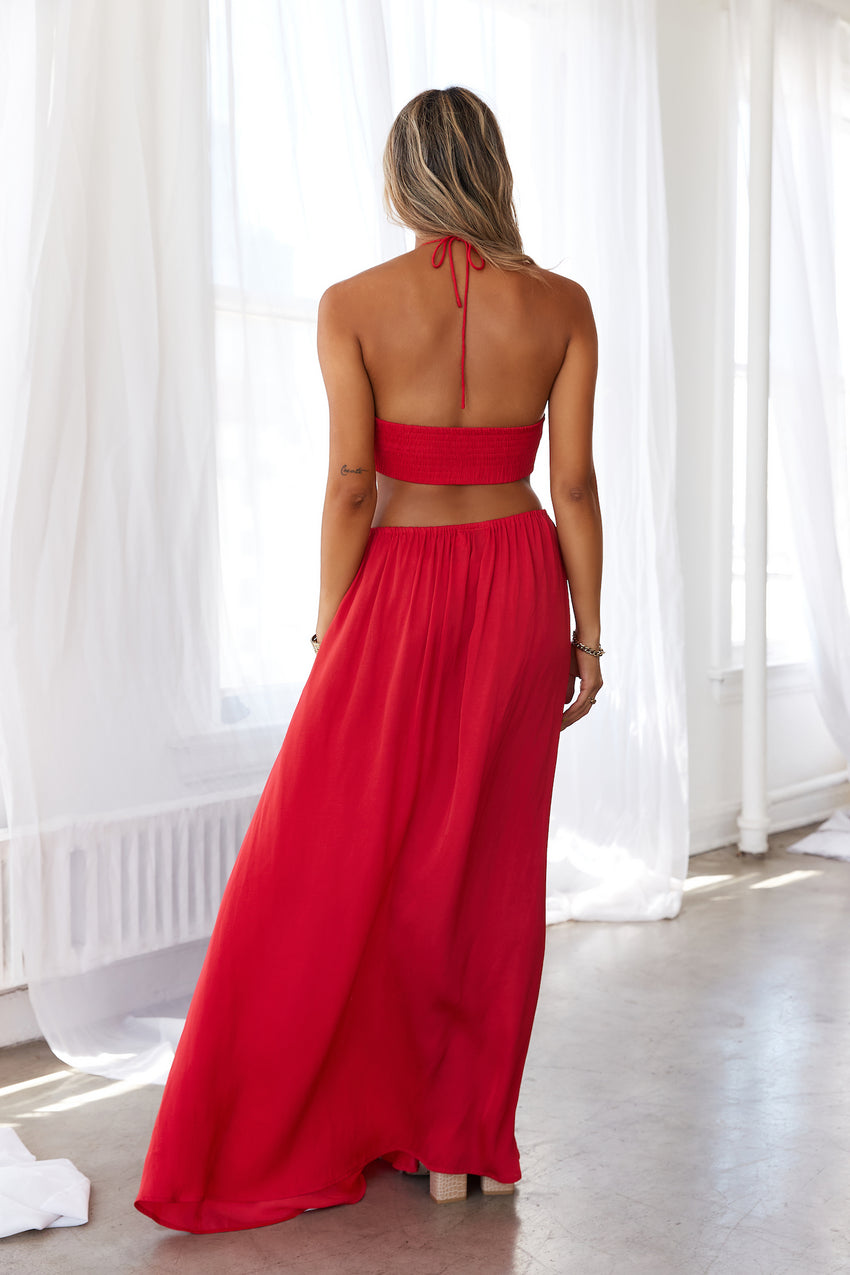 Keep It Flowing Maxi Dress Red