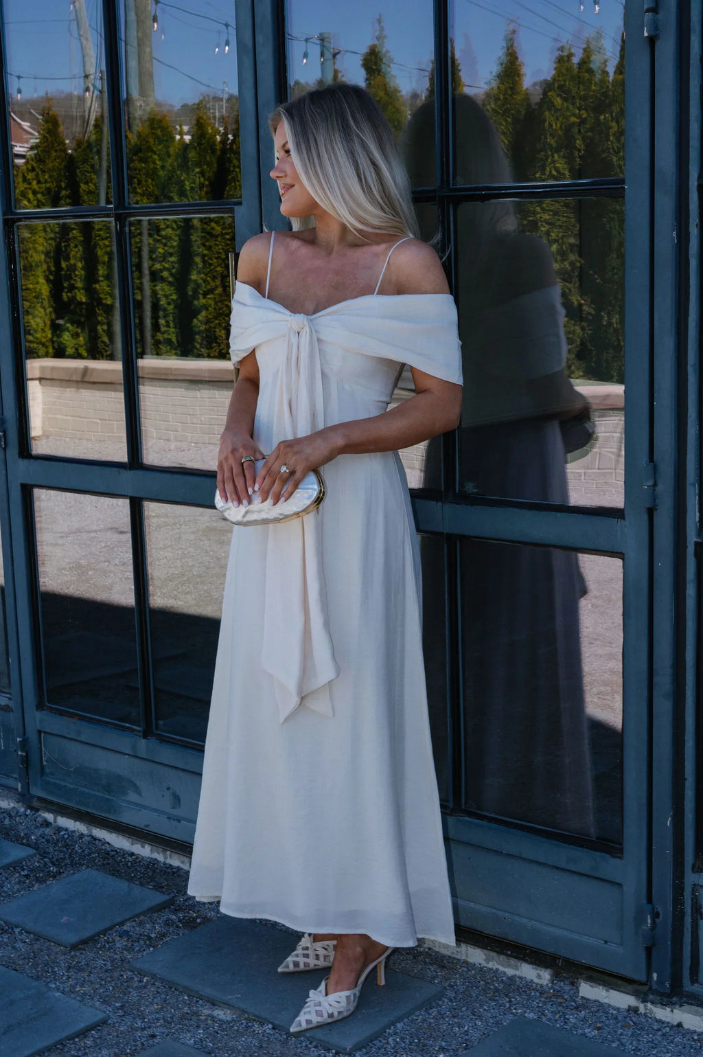 Lana Bow Dress-Cream