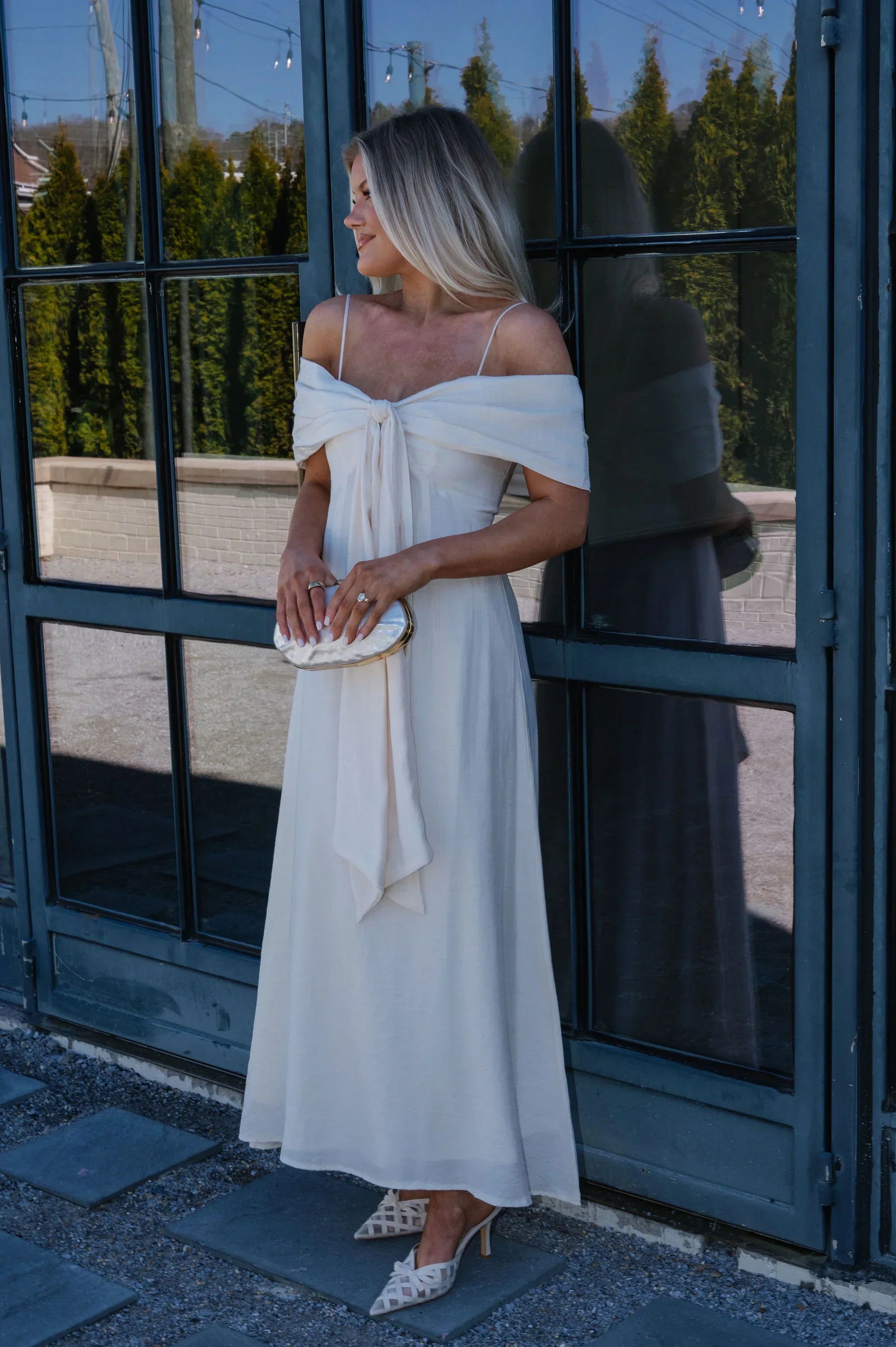 Lana Bow Dress-Cream