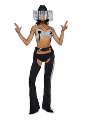 Giddy Up Rhinestone Cowgirl Costume - Black