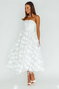Dori Floral Embellished Midi Dress White