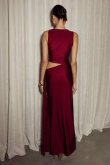 MAZINI DEEP PLUNGE MAXI DRESS - BERRY