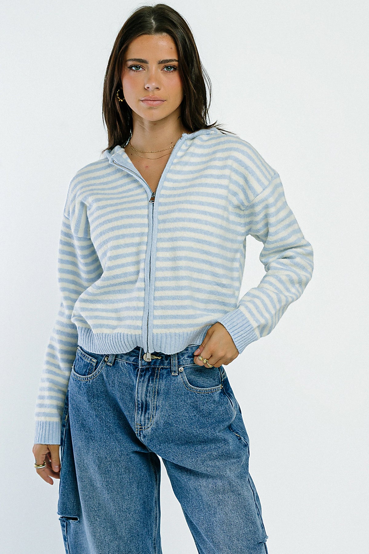 Davis Knit Jacket in Light Blue