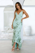 Evening Bloom Mesh Maxi Dress Sage