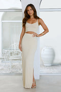 Glitter Getter Knit Crop Top Beige