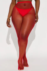 Up All Night Fishnet Tights - Red