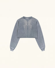 Angelic Dripping Crystal Wings Sweatshirt - Ash Cloud
