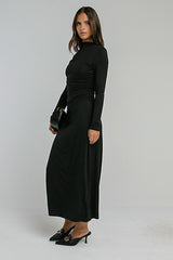 Ruth Ruched Midi Dress in Black
