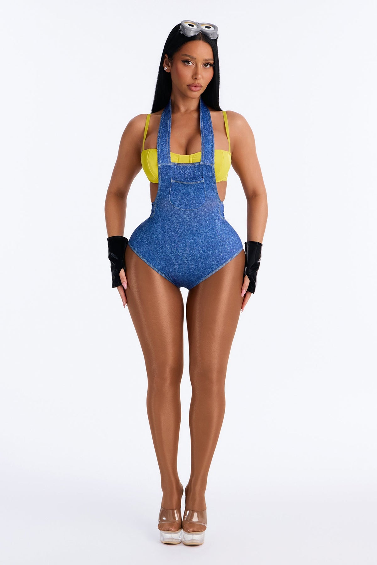 Babe In Overalls 4 Piece Costume Set - Blue/combo