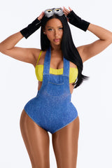 Babe In Overalls 4 Piece Costume Set - Blue/combo