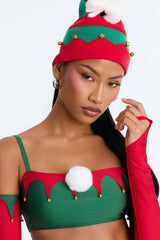 Jingle Bell Tease 5 Piece Costume Set - Green/combo