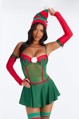 Yuletide Desire 4 Piece Costume Set - Green/combo
