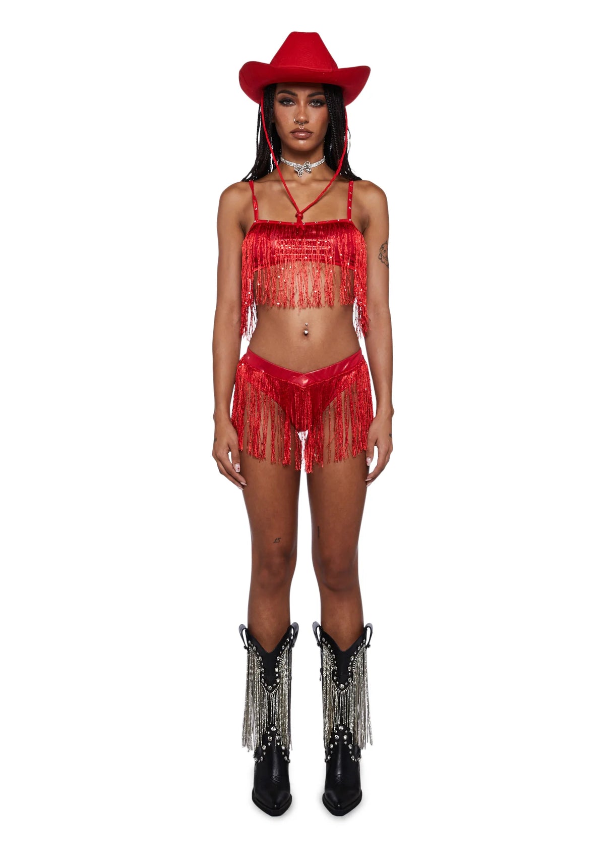 Rave Rodeo Cowgirl Costume - Red