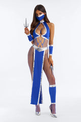 Sneak Attack Seductress 8 Piece Costume Set - Blue/combo
