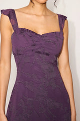 Arlene Purple Floral Jacquard Mini Dress