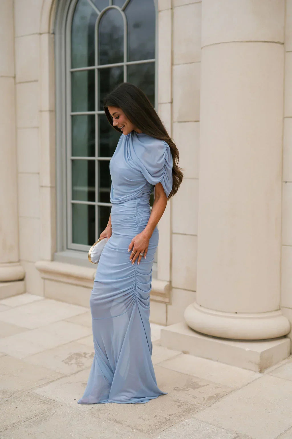 Camila Mesh Maxi Dress-Blue