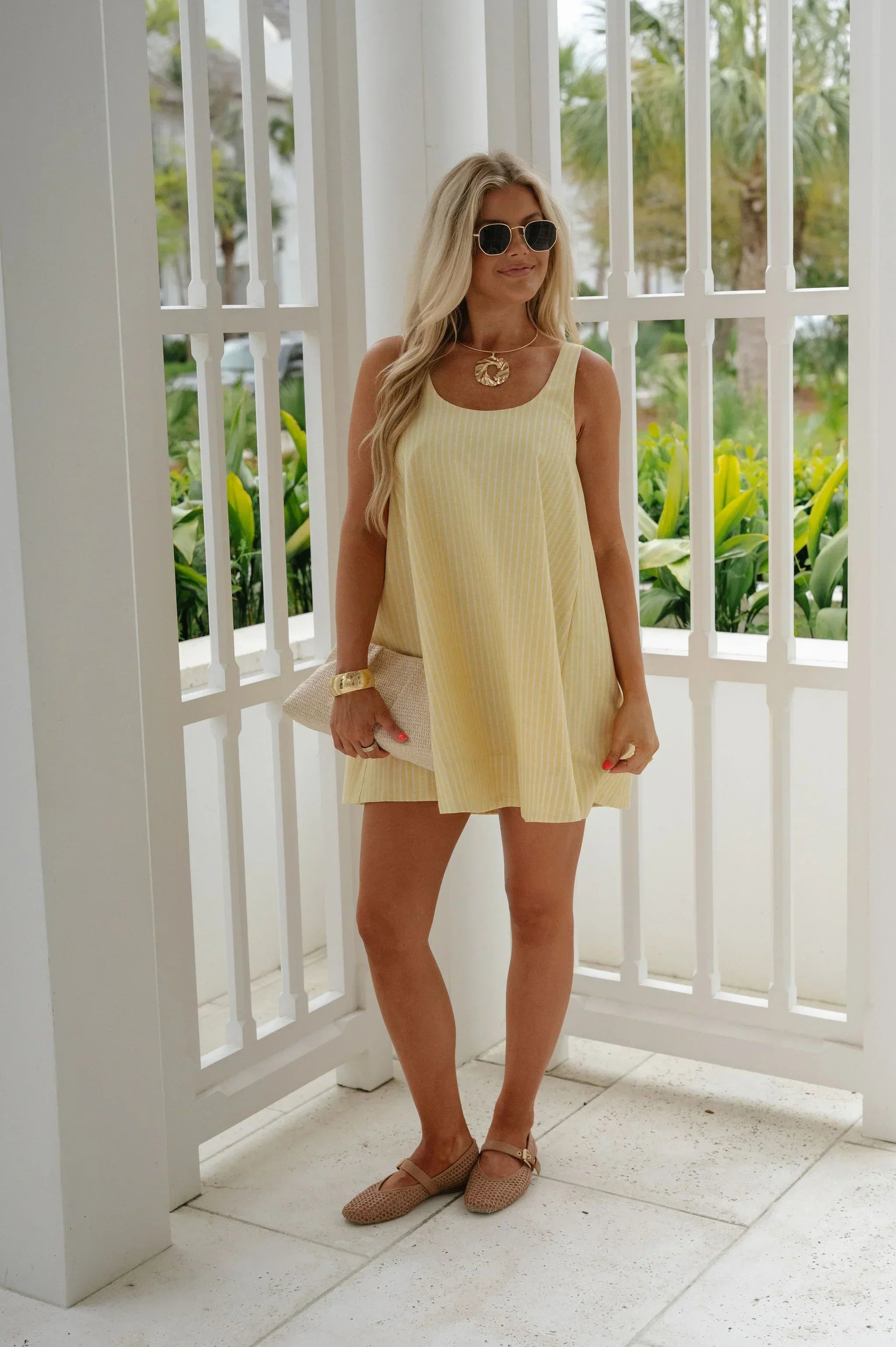Ava Striped Swing Dress-Butter