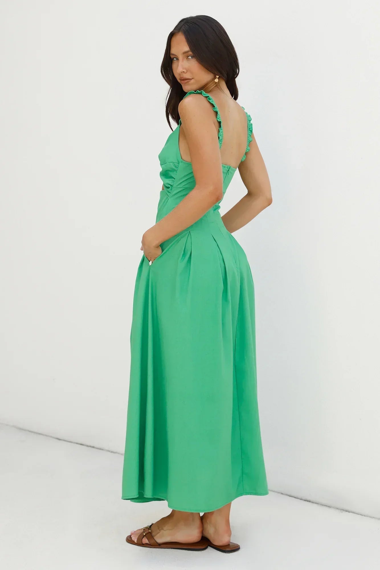 Cherry Kisses Maxi Dress Green