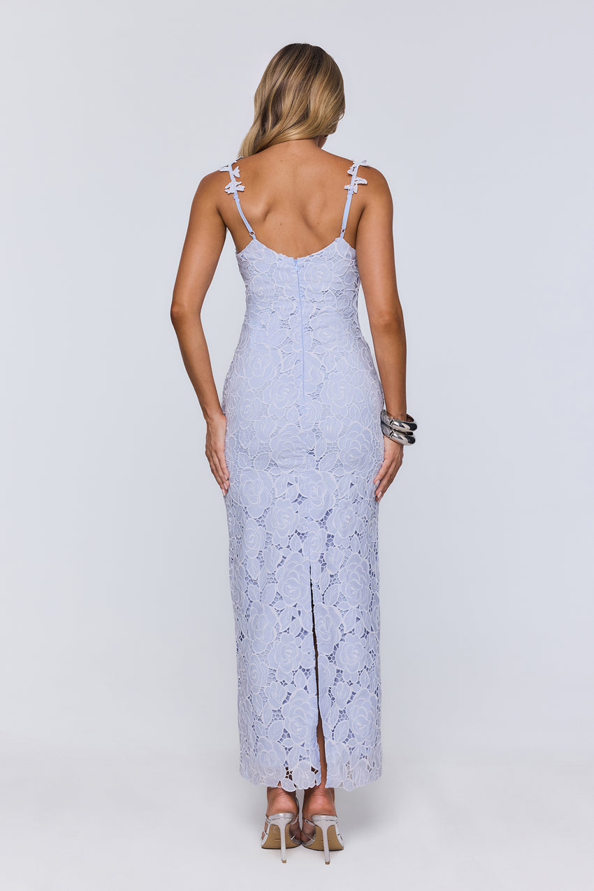 Daydreaming Light Embroidered Maxi Dress Blue