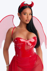 Sin In Shine 3 Piece Costume Set - Red
