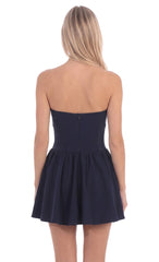 Ruched Mini Dress in Navy